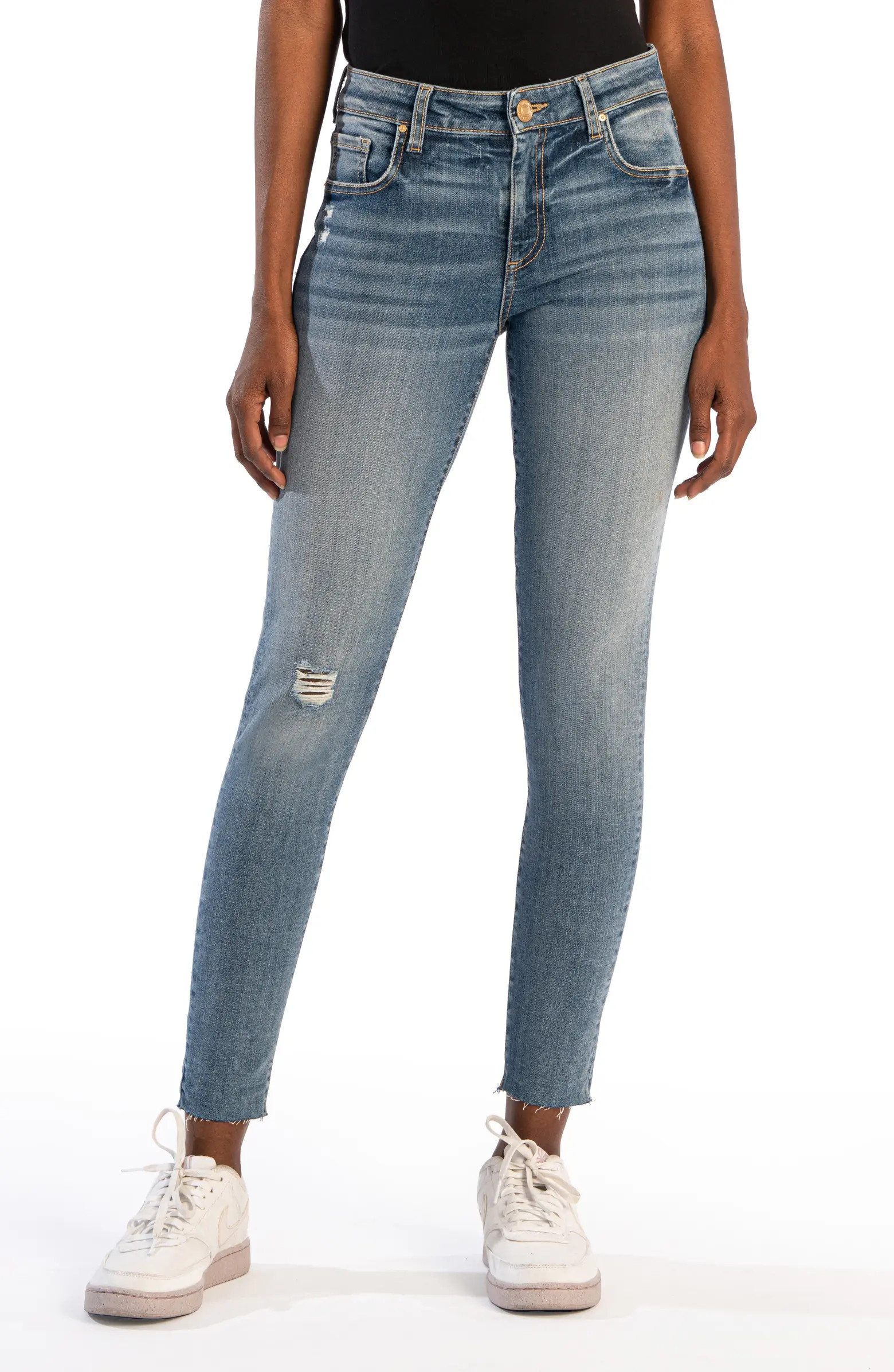 Donna Distressed High Waist Raw Hem Skinny Jeans | Nordstrom
