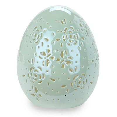 LED Green Ceramic Egg Statue, 5 in., Green, 5H x 4.13 | Kirkland's Home | Kirklands