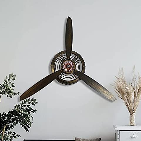 Amazon.com: Metal Wall Decor Art Antique Airplane Propeller Aviation Wall Clock for Living Room B... | Amazon (US)