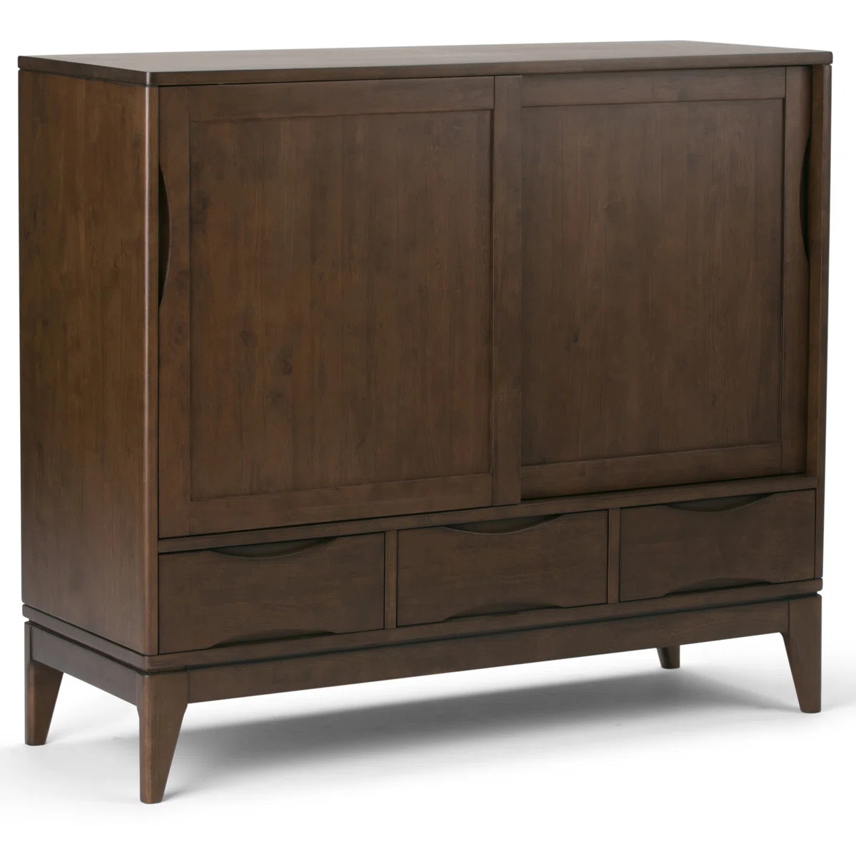 Harper 48"W Solid Hardwood Mid-Century Modern Medium Storage Cabinet with Sliding Doors and Drawe... | Wayfair North America