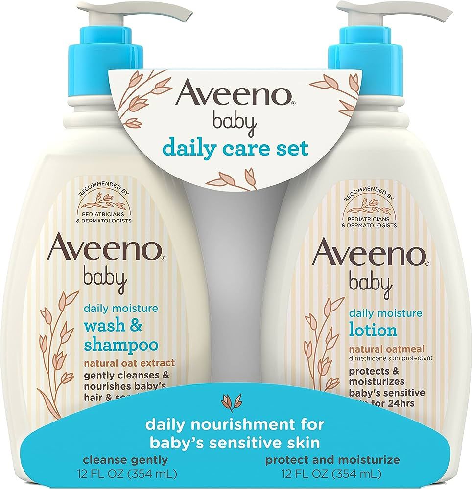 Aveeno Baby Daily Care Gift Set with Natural Oat Extract & Oatmeal, Contains Daily Moisturizing B... | Amazon (US)