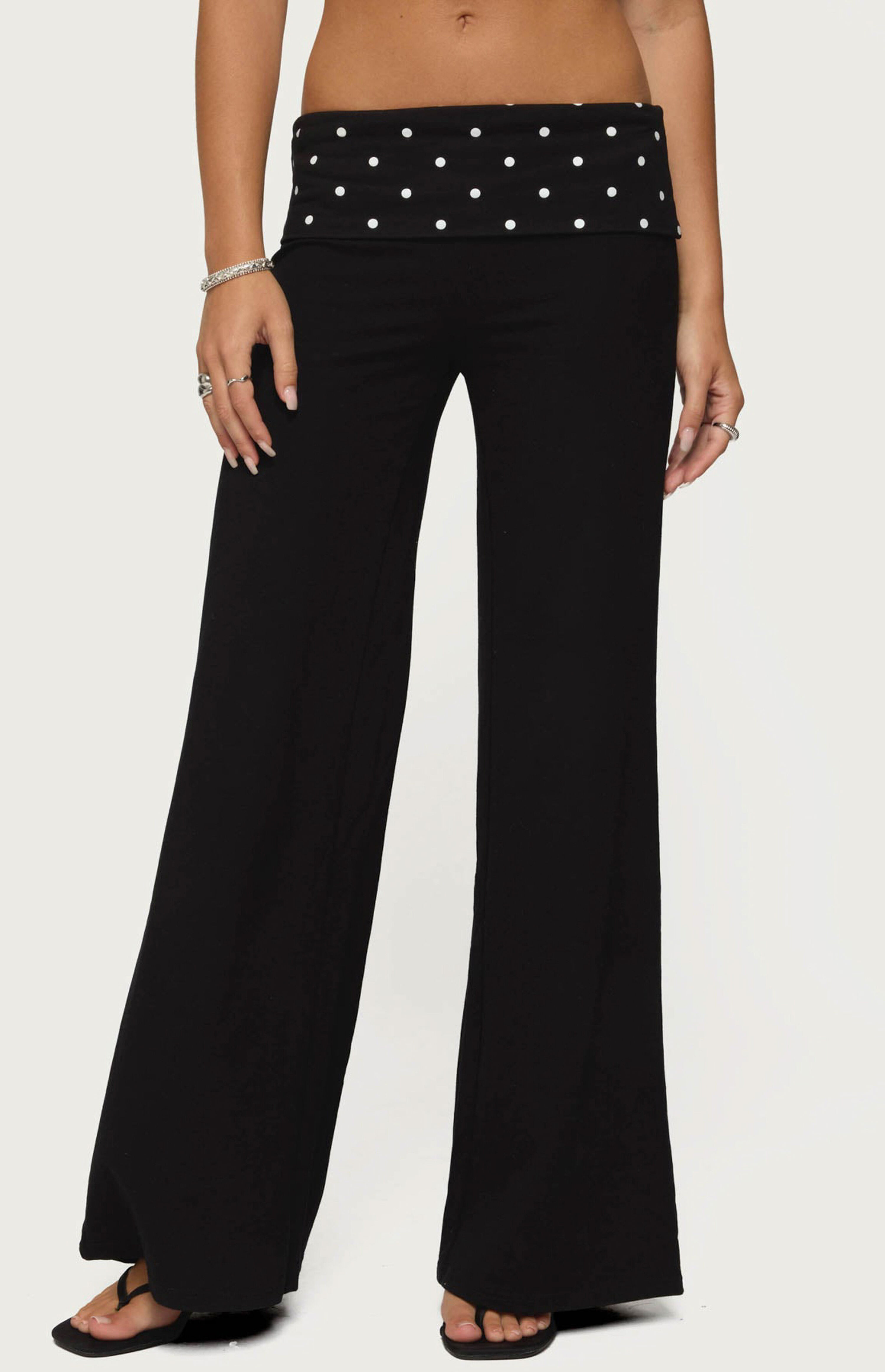 Edikted Reeva Polka Dot Fold Over Pants | PacSun