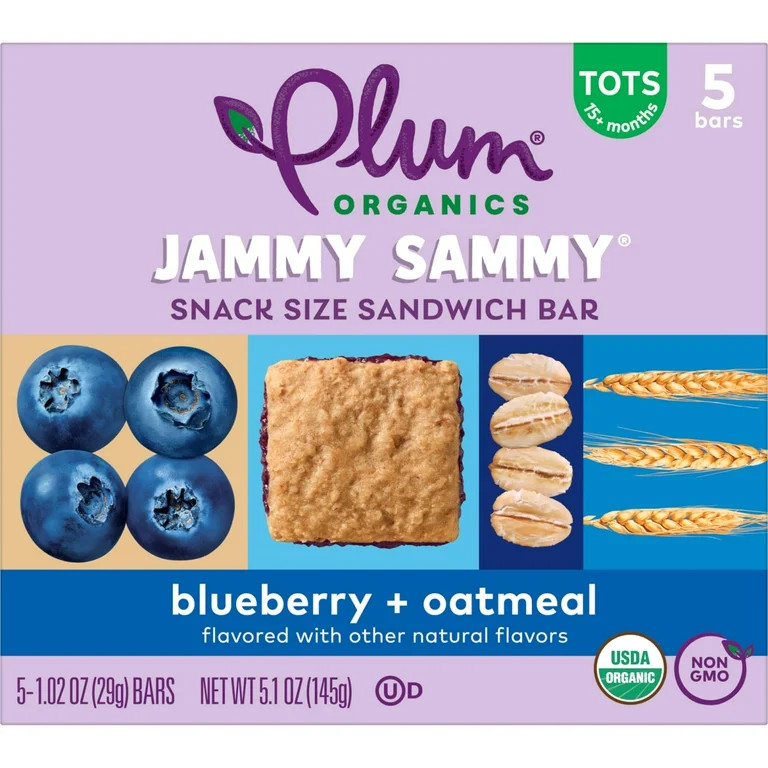 Plum Organics Jammy Sammy Snack Bars, Blueberry and Oatmeal, 1.02 oz Bars, 5 Count | Walmart (US)