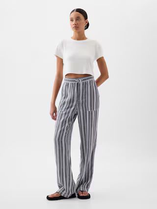 Linen-Blend Wide-Leg Pull-On Pants | Gap Factory