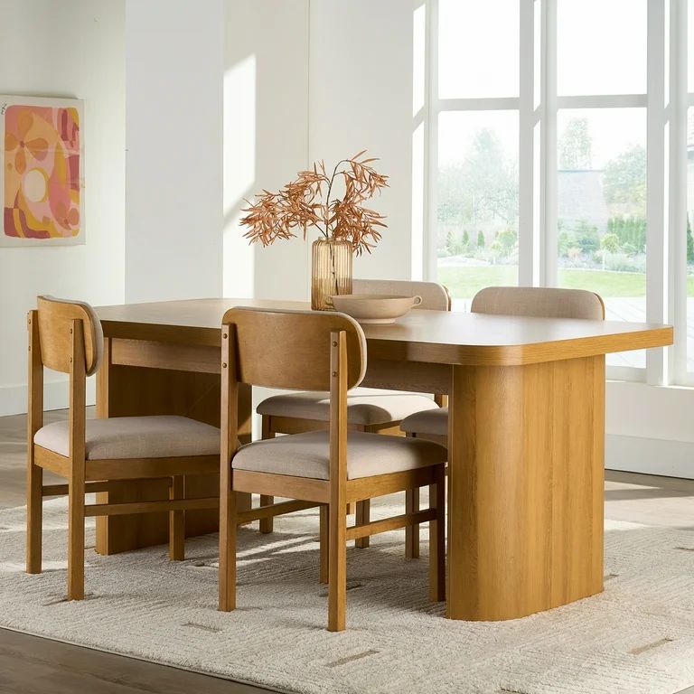 Better Homes & Gardens Juliet Dining Chairs 2 Pack, Light Honey Finish and Cream | Walmart (US)