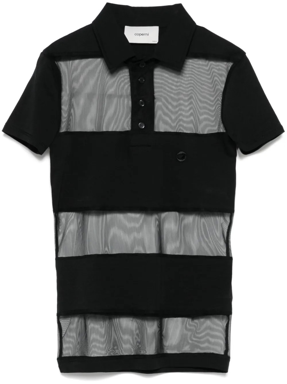 Coperni striped sheer polo top - Black | Farfetch Global