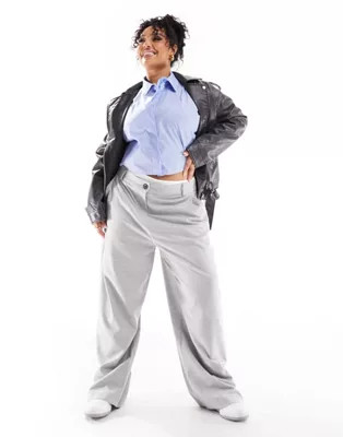 River Island Plus wide leg pants in gray | ASOS (Global)