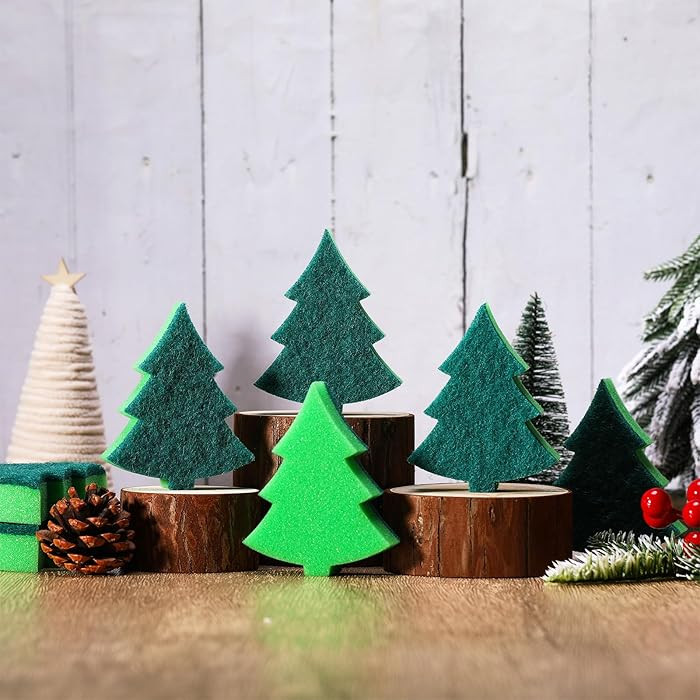 Tioncy 12 Pack Christmas Tree Kitchen Sponges Bulk Dual Sided Scrubber Sponges Dishwashing Non Sc... | Amazon (US)
