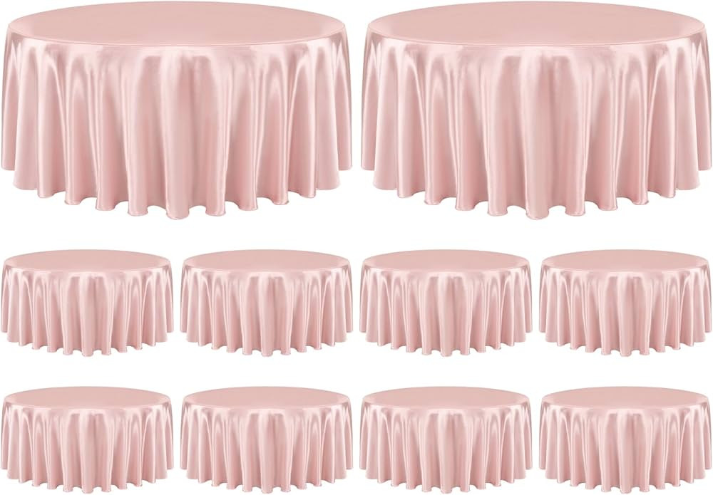 10 Pack Round Rose Gold Tablecloth Stain Resistant Wrinkle Free Silkly Soft Table Cloth, Satin Di... | Amazon (US)