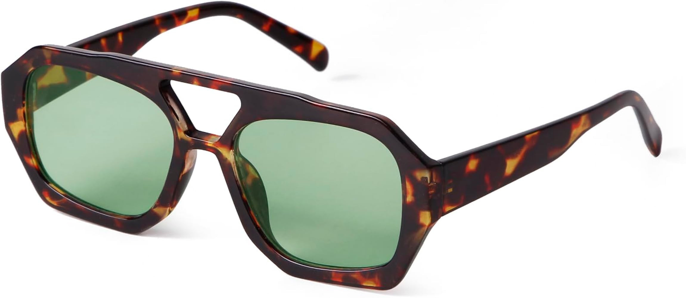 ADE WU Trendy Square Aviator Sunglasses for Women Thick Frame Double Bridge Geometric Sun Glasses | Amazon (US)