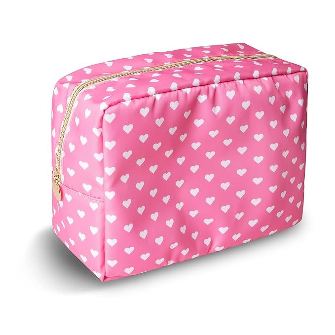 Waterproof Large Makeup Bag Pouch,Nylon Women Travel Toiletry Storage Bag Preppy Cosmetic Bag for... | Amazon (US)