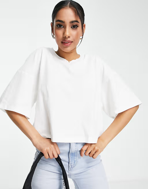 Topshop Petite short sleeve boxy T-shirt in white | ASOS | ASOS (Global)