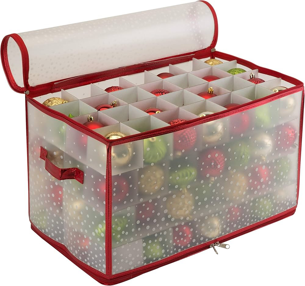 Simplify Ornament Storage Organizer Container 27 Jumbo, 64 or 112 Count, Organier Holds 500 Lights,  | Amazon (US)