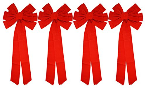 Black Duck Brand Set of 4 Christmas Red Velvet Bows 26" x11.5" 10-Loop Holiday/Christmas Bows! | Amazon (US)