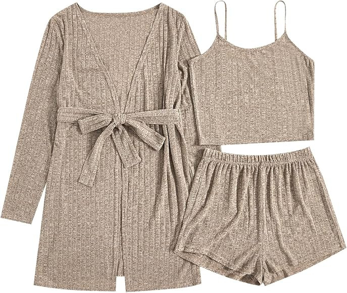 SOLY HUX Women's Cartoon Print Lettuce Trim Cami Top and Shorts Cute Pajama Set Sleepwear | Amazon (CA)