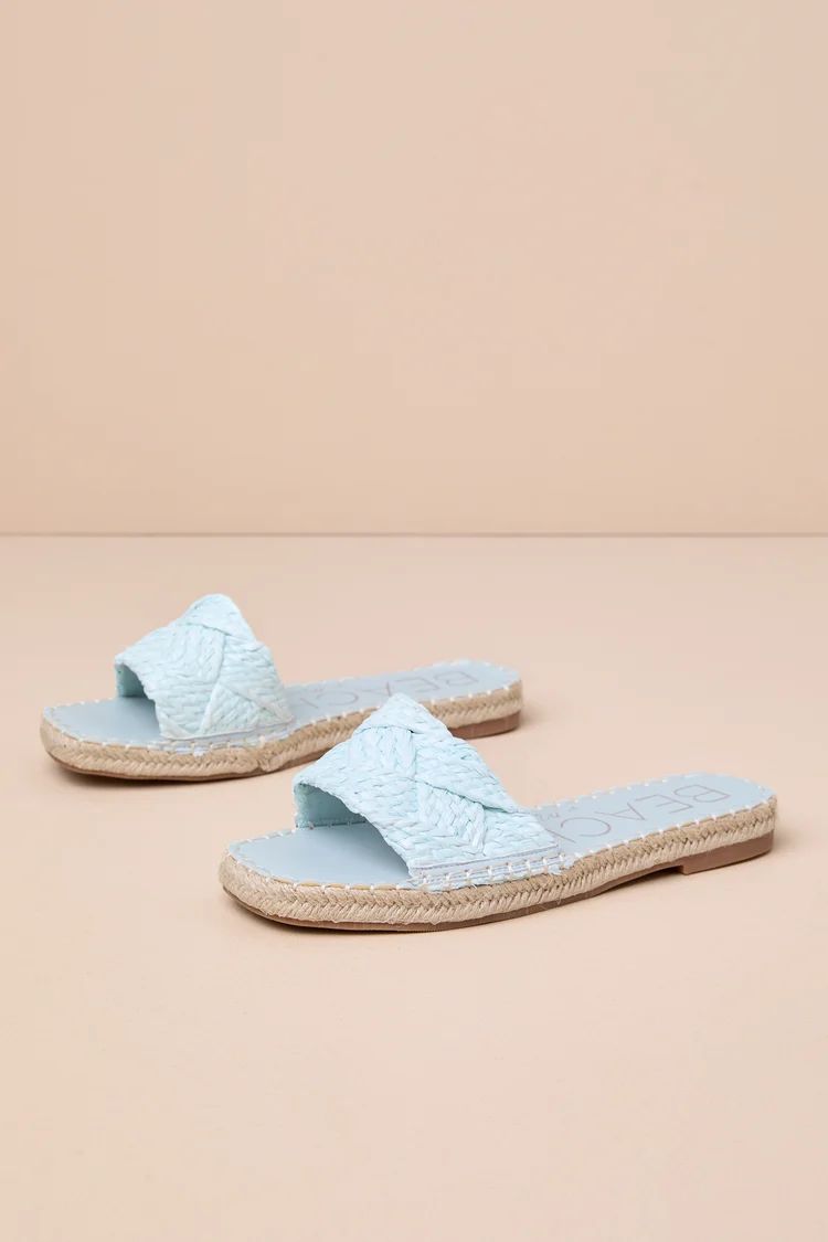 Ivy Aqua Raffia Slide Sandals | Lulus