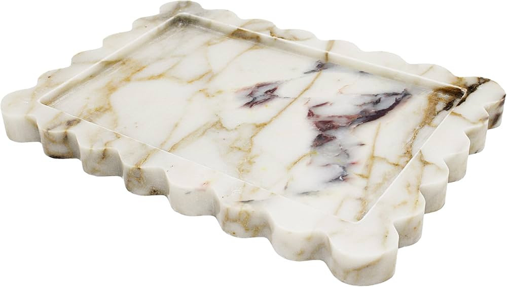 Genuine Calacatta Viola Scalloped Marble Tray, Real Natural Marble Stone Tray, Luxury Decorative ... | Amazon (US)