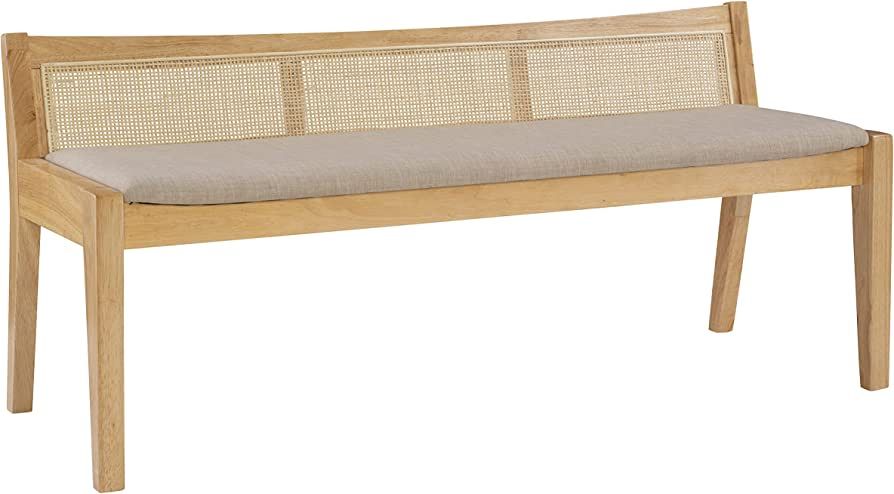 Powell Kasi Beige Rattan Cane Bench with Back, Large, Natural | Amazon (US)