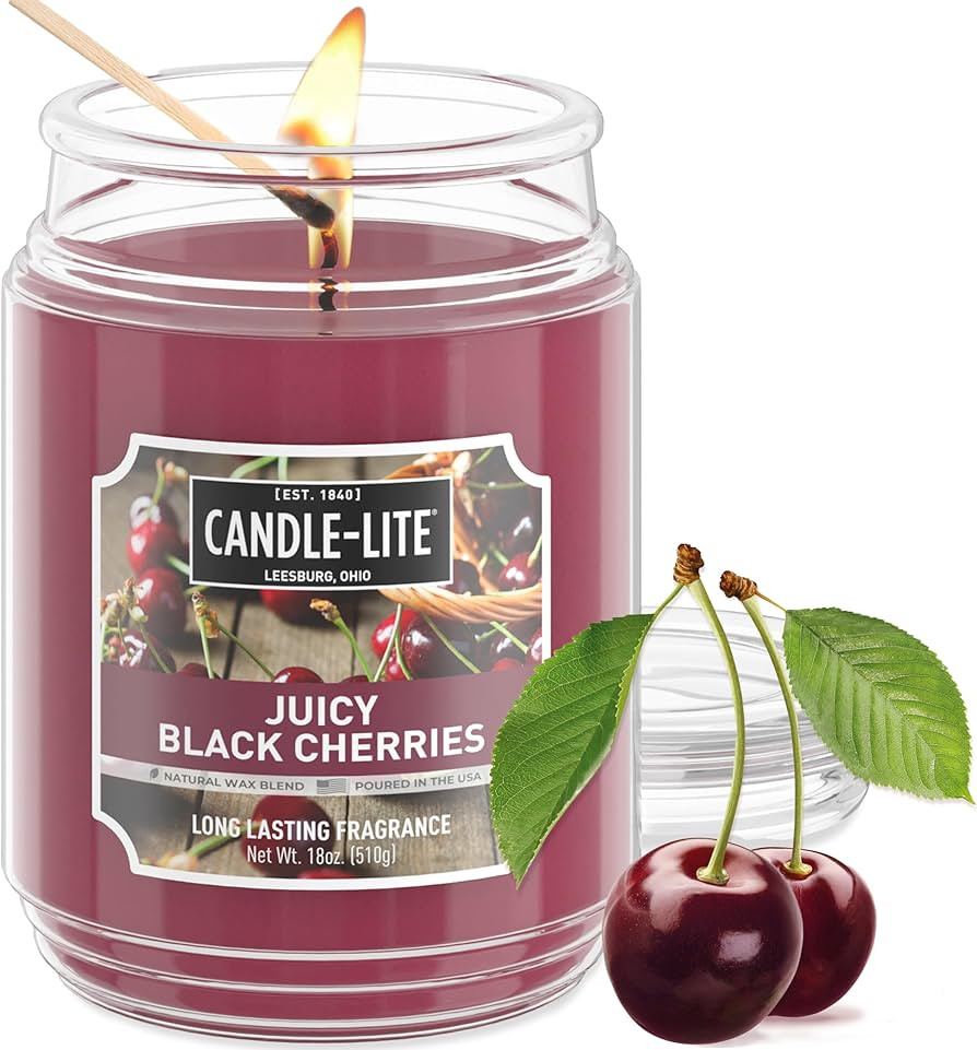 CANDLE-LITE Scented Juicy Black Cherries Fragrance, One 18 oz. Single-Wick Aromatherapy Candle wi... | Amazon (US)