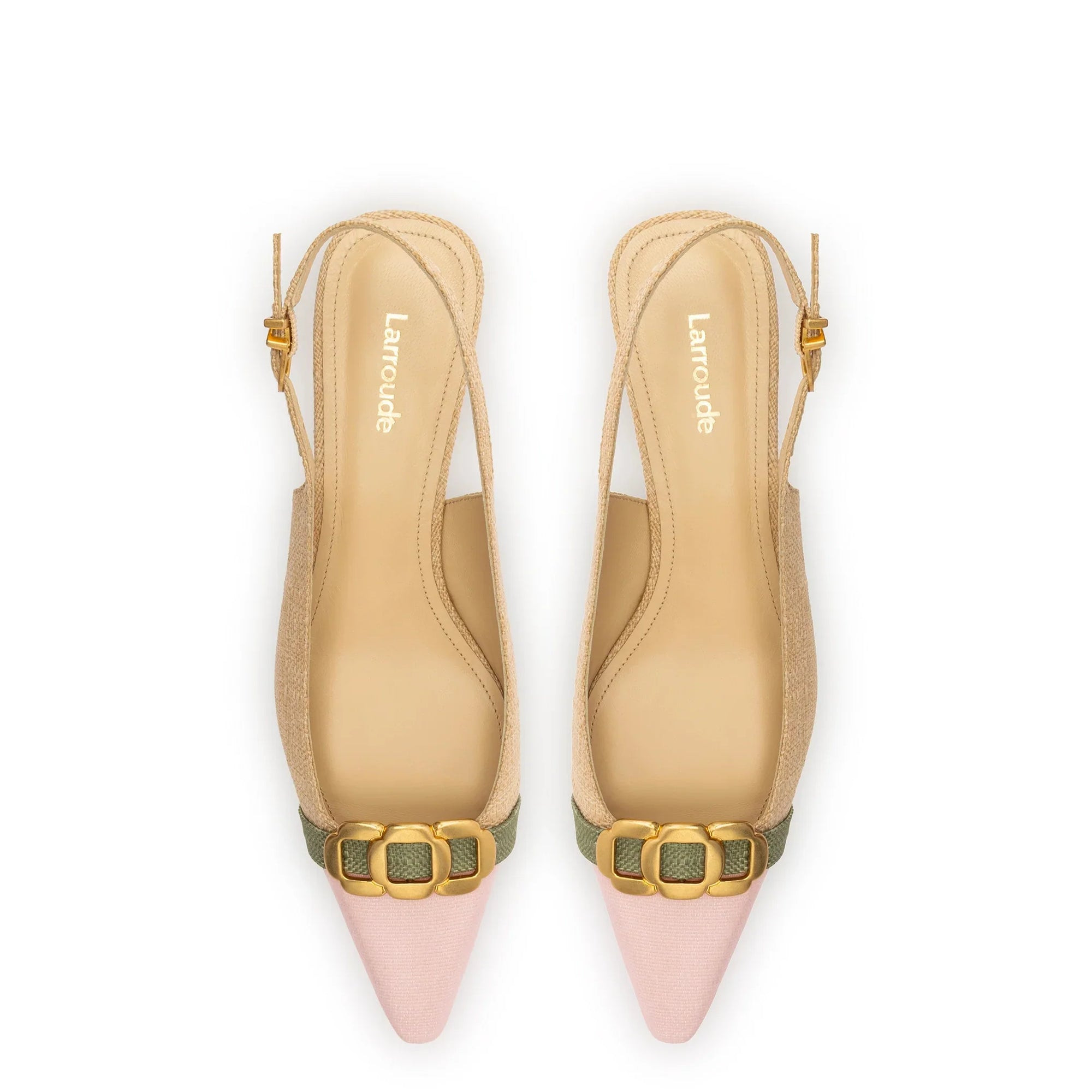 LARROUDE | Franca Pump In Beige Raffia | The Avenue