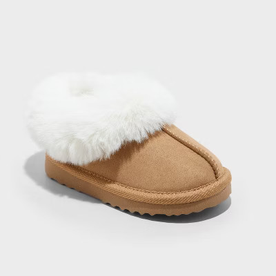 Toddler Piper Faux Fur Cuff Clog Slippers - Cat & Jack™ Brown 9 | Target