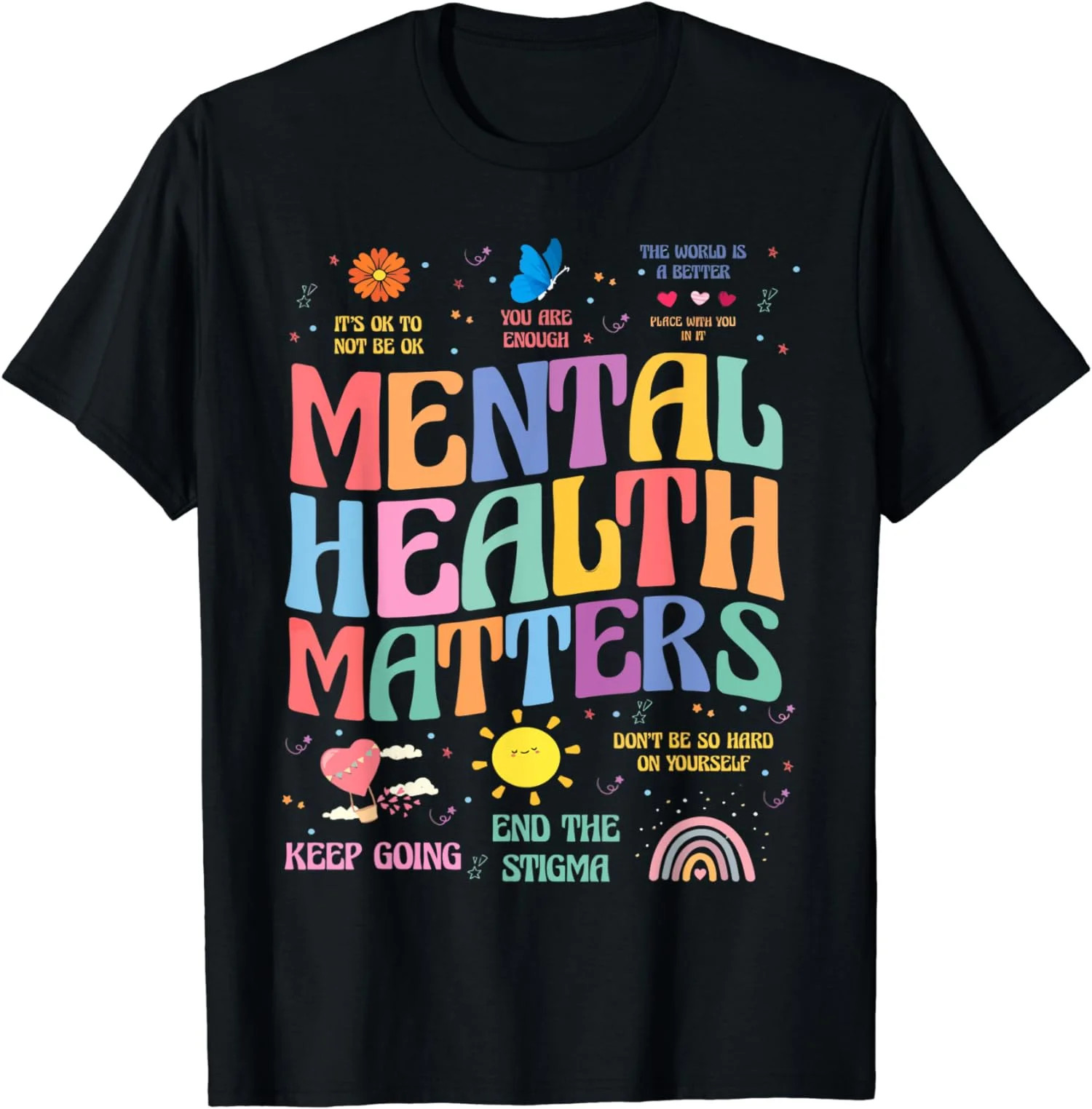 End The Stigma Mental Health Matters Brain Illness Awareness T-Shirt | Walmart (US)