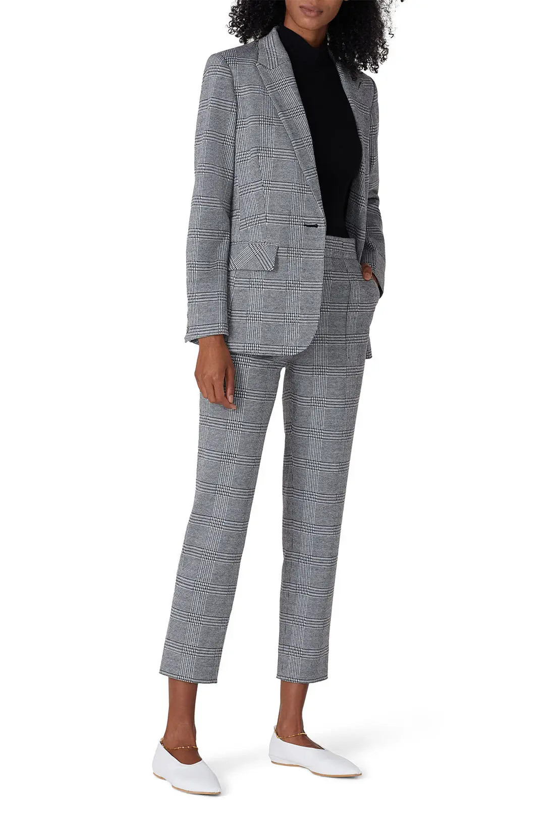 Jason Wu Collective Grey Plaid Button Blazer | Rent The Runway