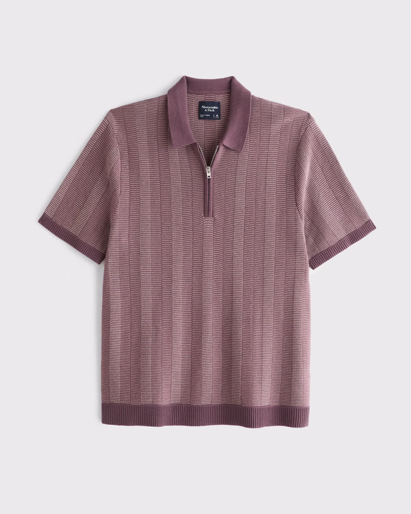 Contrast Textural Zip Sweater Polo | Abercrombie & Fitch (US)
