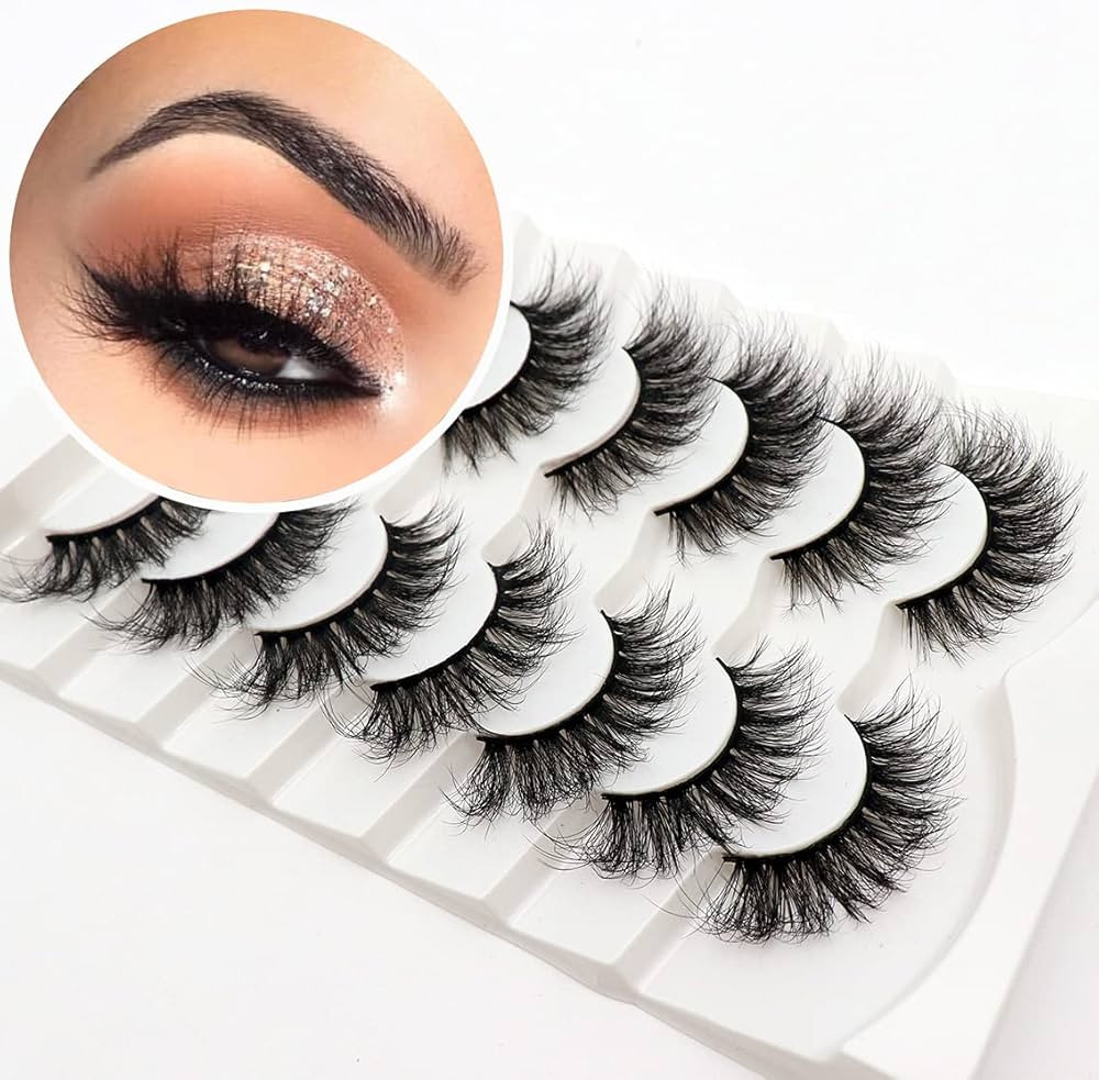 Veleasha False Eyelashes Wispy Faux Mink Lashes Fluffy Handmade Fake Eyelashes Natural Look 7 Pai... | Amazon (US)