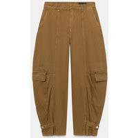 Zara - Zw Collection Mid-Rise Barrel Cargo Jeans - Caramel - 27 (Us 4) - Woman | Zara US