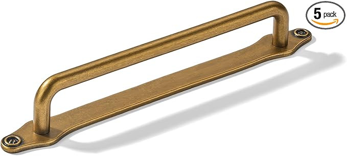 5 Pack 8 Inch Hole Center Antique Brass Cabinet Pull with Backplate Solid Heavy Duty Handles with... | Amazon (US)