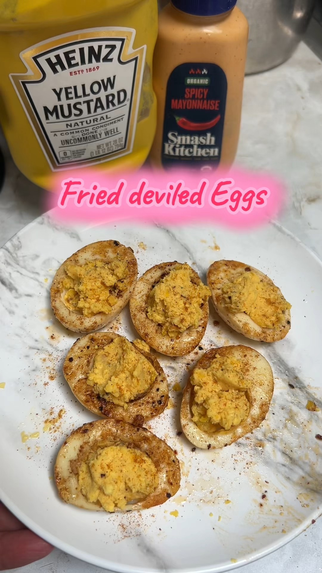 Tried out fried deviled eggs today using Smash Kitchen spicy mayo & Heinz yellow mustard. This was so easy yet so delicious. Low carb, low cal & took no time at all! #deviledeggs #lowcarb #keto 

#LTKHome