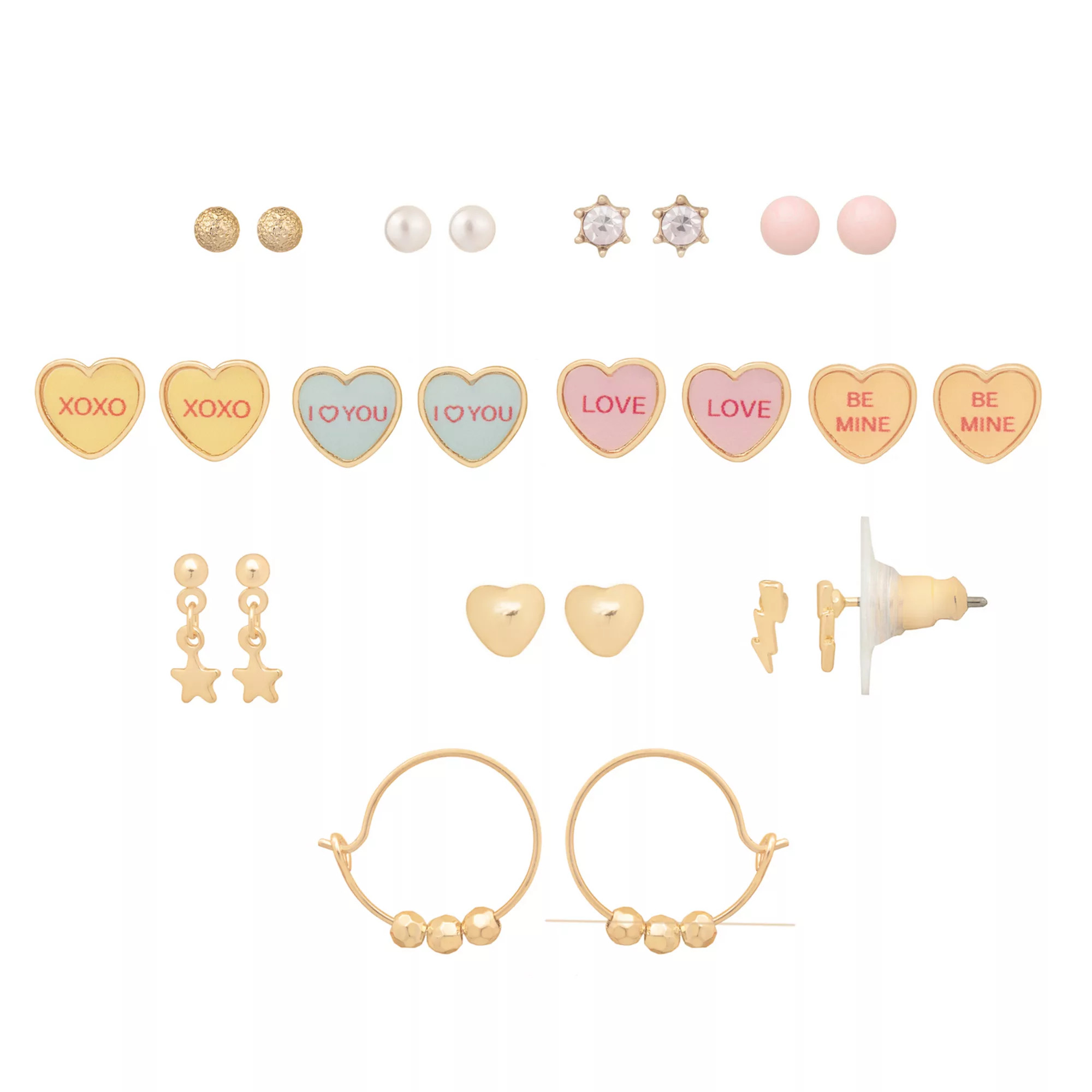 LC Lauren Conrad Candy Heart 12-pk. Earring Set | Kohl's