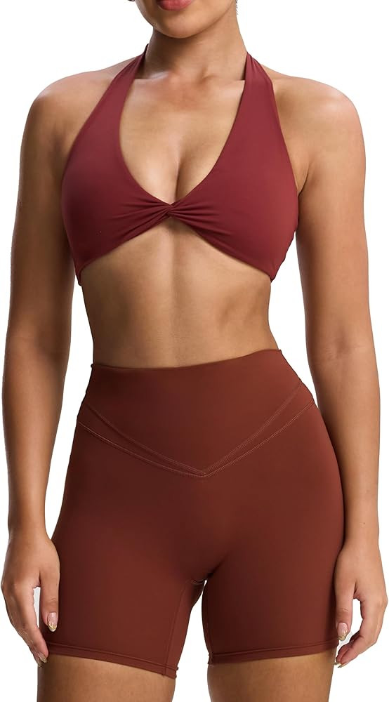 Aoxjox Women's Workout Halter Sport Bras Fitness Rosie Bra Yoga Crop Tank | Amazon (US)