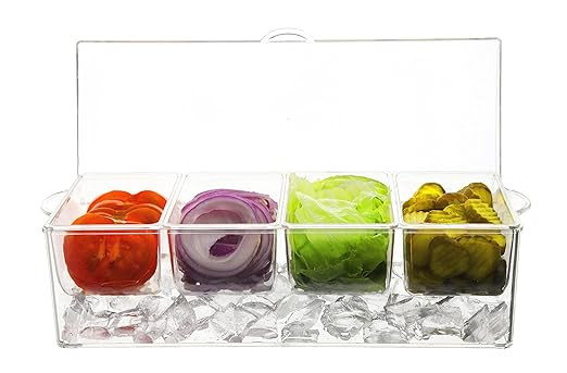 Oaklyn Large Clear Condiment Server Organizer on Ice with Containers and Lid – BPA-Free Serving... | Amazon (US)