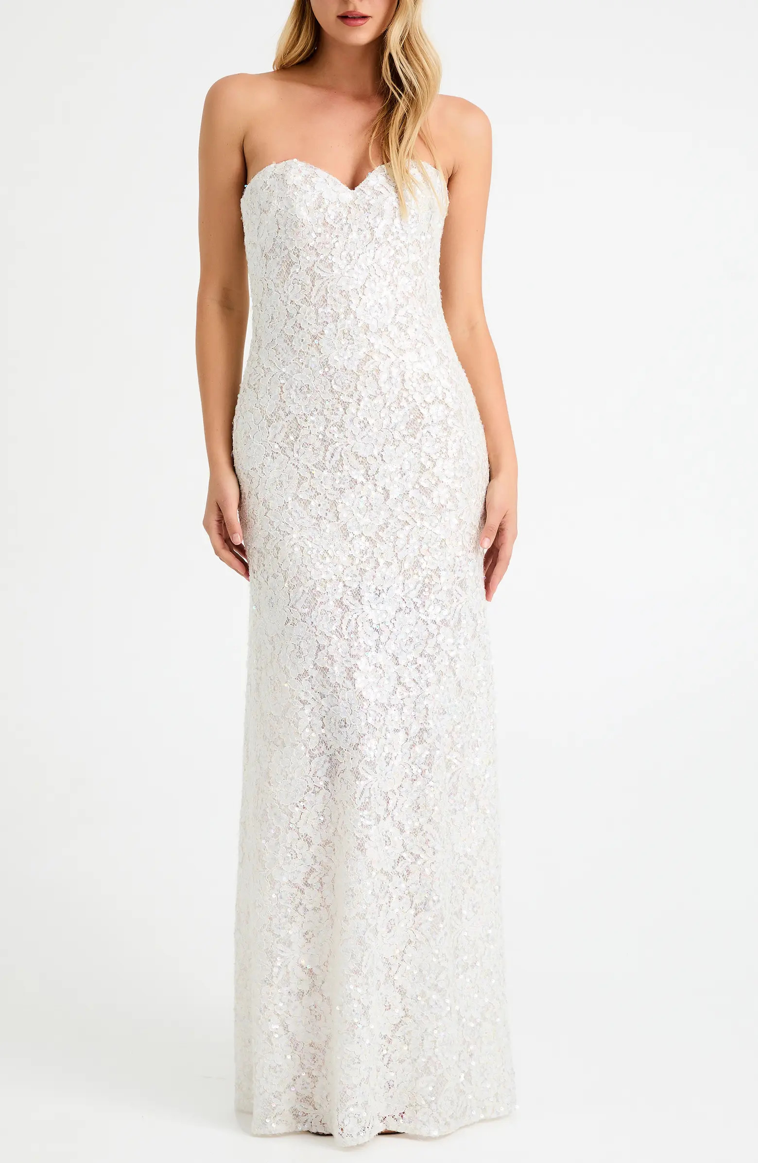 HELSI Lindsey Sequin Lace Strapless Gown | Nordstrom | Nordstrom