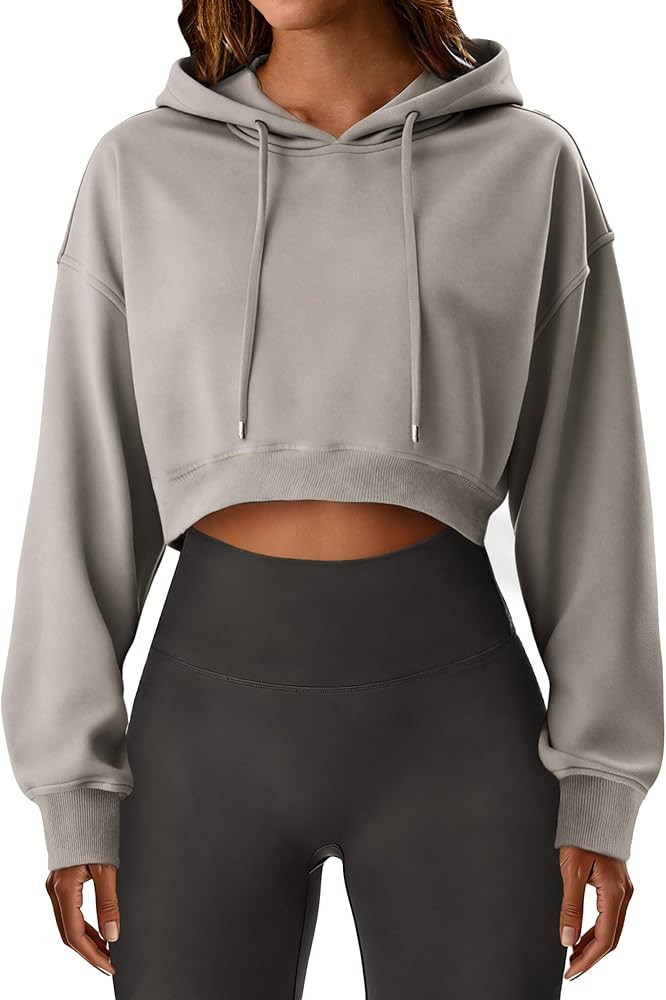 Remidoo Cropped Hoodie Women Long Sleeve Crop Top Casual Drawstring Hooded Sweatshirt | Amazon (US)