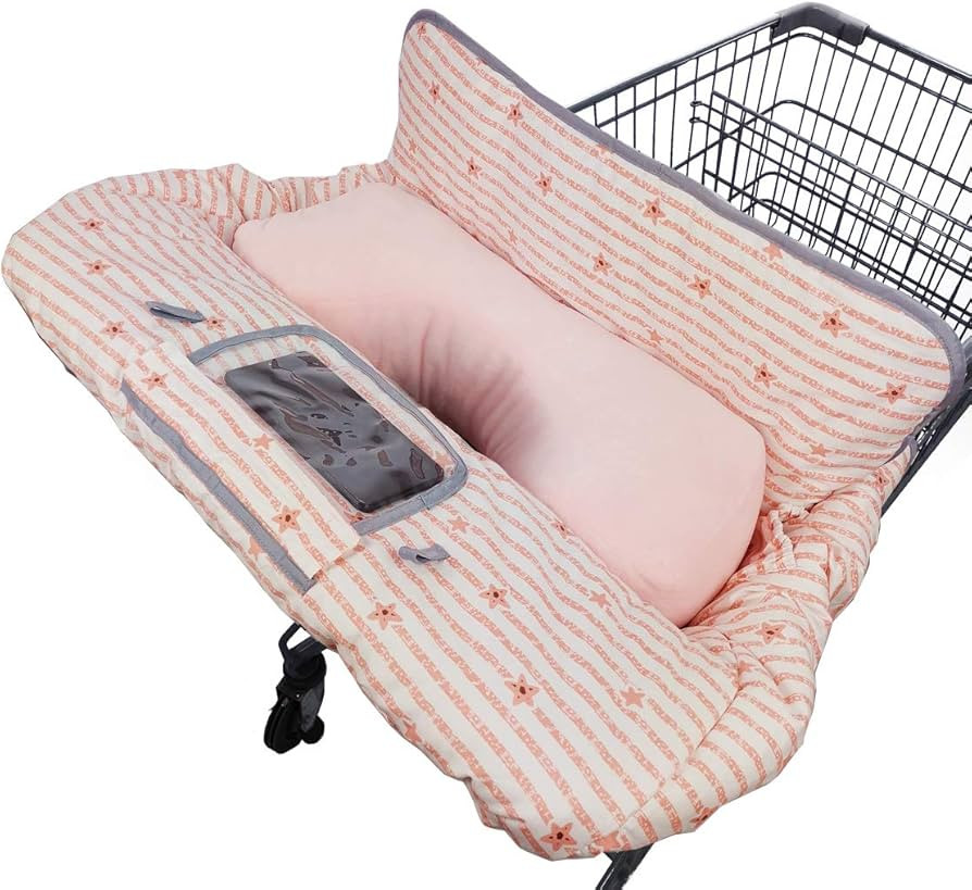 Shopping Cart Cover for Baby/Toddler with Pillow, 2-in-1 Cotton High Chair Cover, Sturdy Stay, Ea... | Amazon (US)