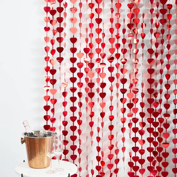 Red Heart Curtain Backdrop Valentines Day Decorations Heart | Etsy | Etsy (US)