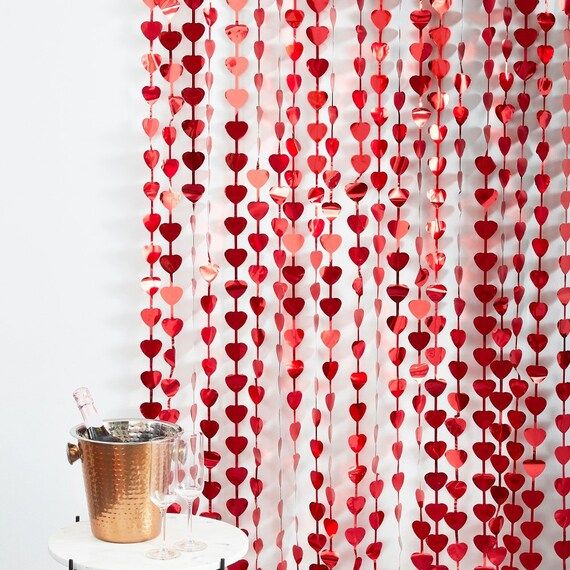 Red Heart Curtain Backdrop Valentines Day Decorations Heart | Etsy | Etsy (US)