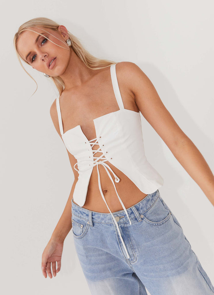 Hopeful Hearts Bustier Top - White | Peppermayo (Global)