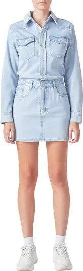 Long Sleeve Denim Mini Shirtdress | Nordstrom