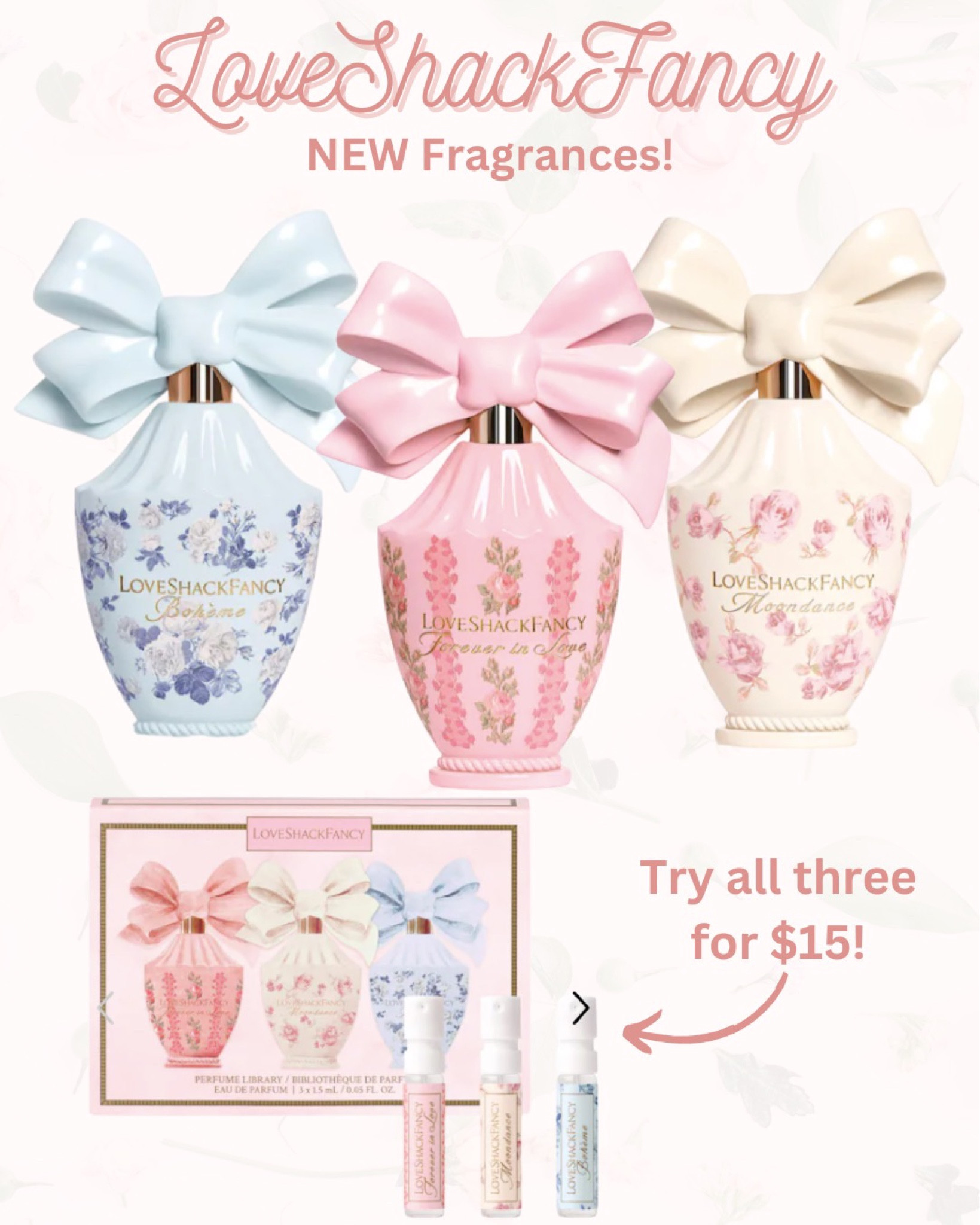 NEW LoveShackFancy Fragrances! 🌸 shabby chic, floral print, feminine style, romantic style 

#LTKbeauty #LTKFind