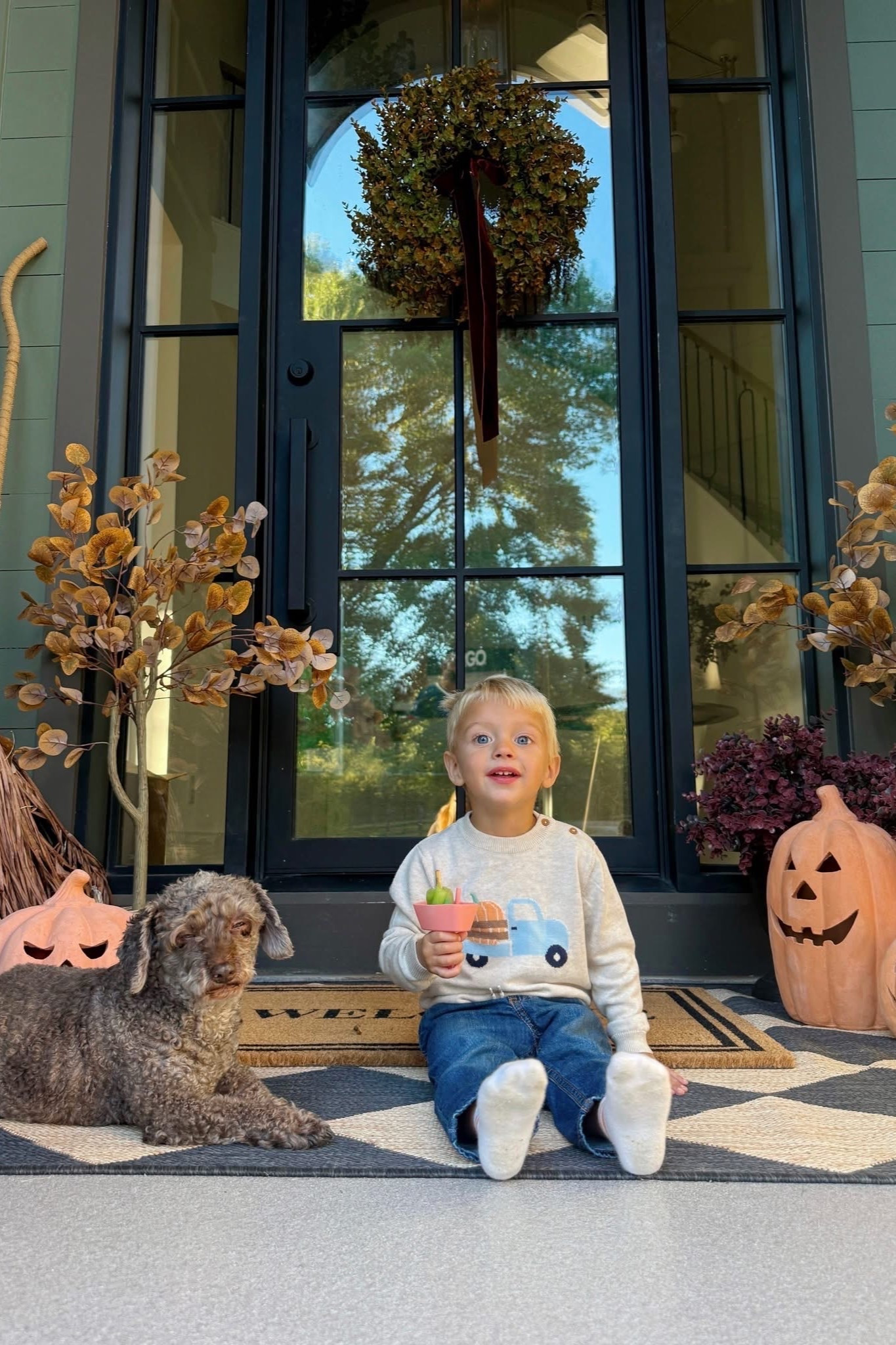 Someone is enjoying the new fall porch with his pup😍🫶🍂

#LTKHome #LTKSeasonal