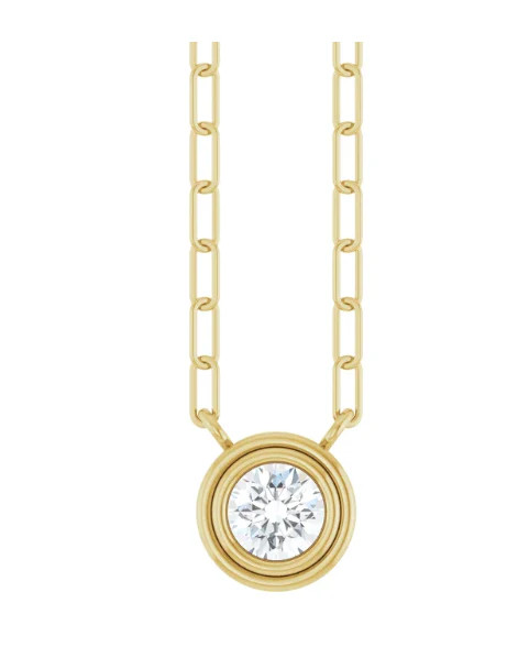 14KY White Sapphire Bezel Necklace | Susan Saffron Jewelry