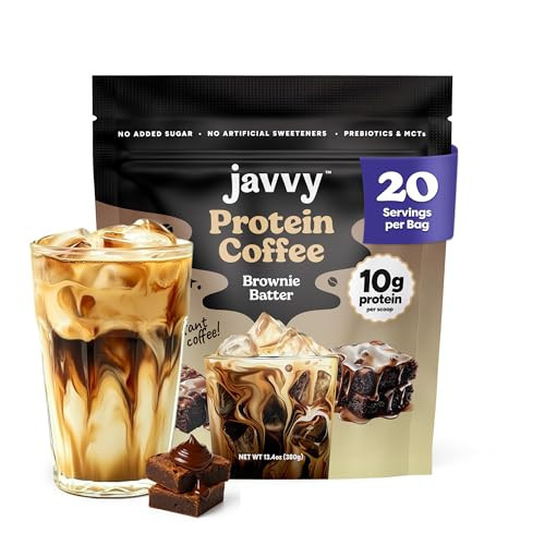 Brownie Batter Protein Iced Coffee - Premium Whey Protein & Instant Iced Coffees - 100% Natural Cold Brew - Zero Artificial Flavors & Sweeteners, 80 mg Caffeine, No Added Sugar, 20 Servings | Amazon (US)