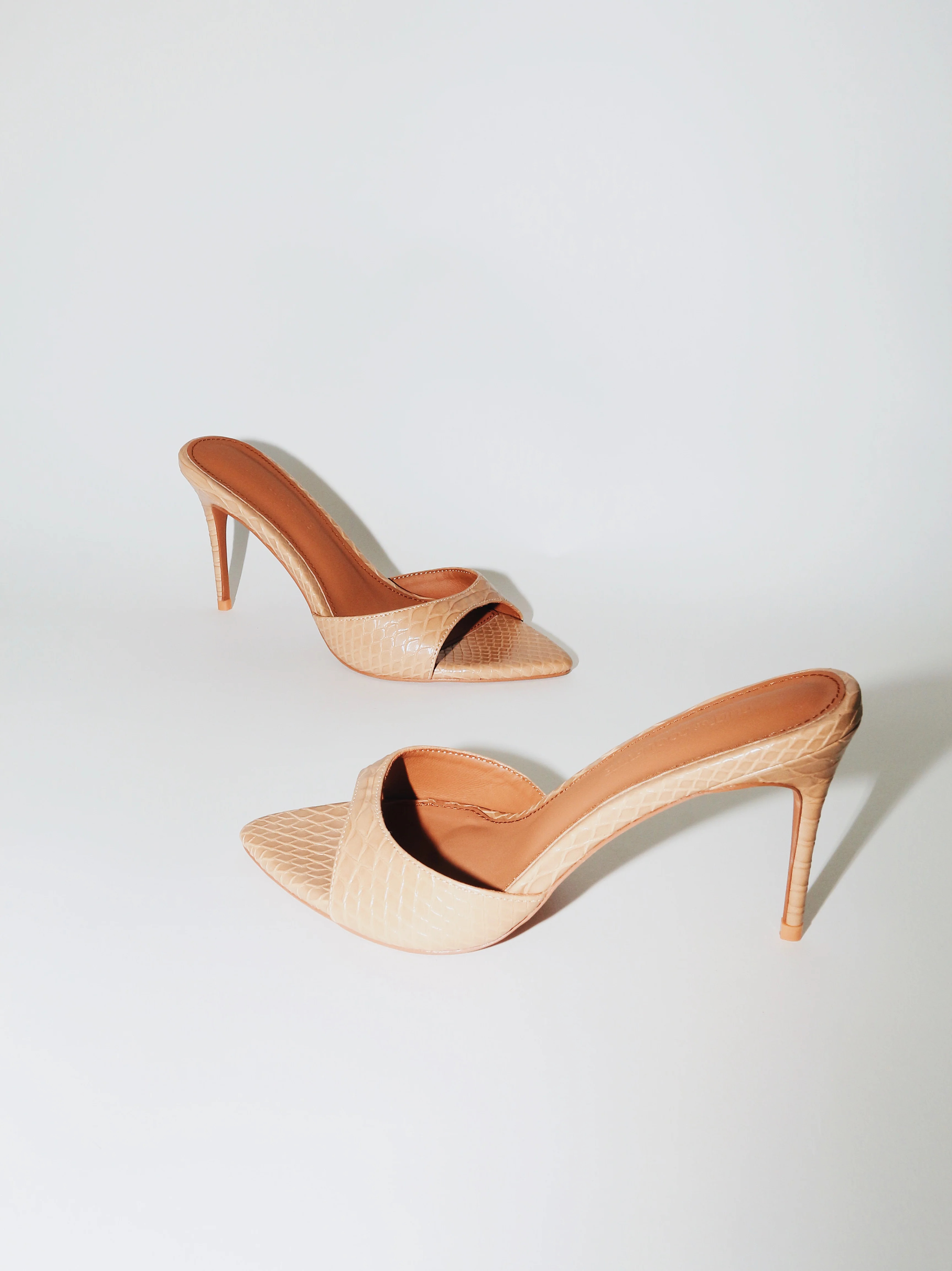 Gia Nude Reptile Vegan Mules 80 mm | CULT OF COQUETTE
