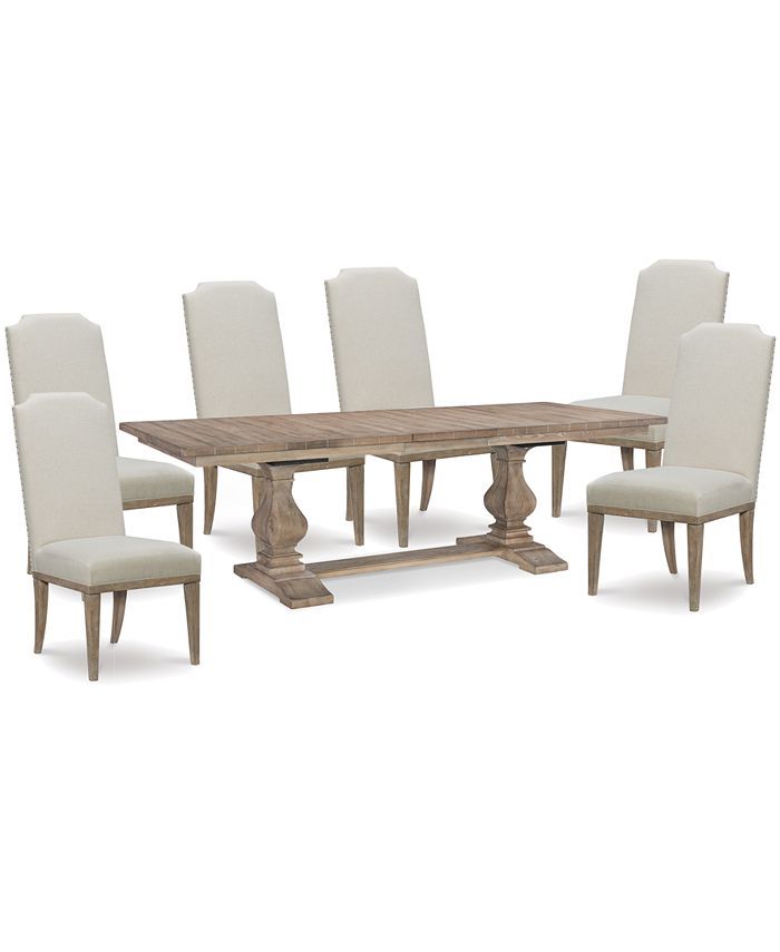 Rachael Ray Monteverdi Dining Furniture, 7-Pc. Set (Table & 6 Upholstered Side Chairs) | Macys (US)