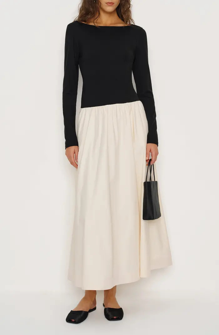 Abel Long Sleeve Mixed Media Maxi Dress | Nordstrom