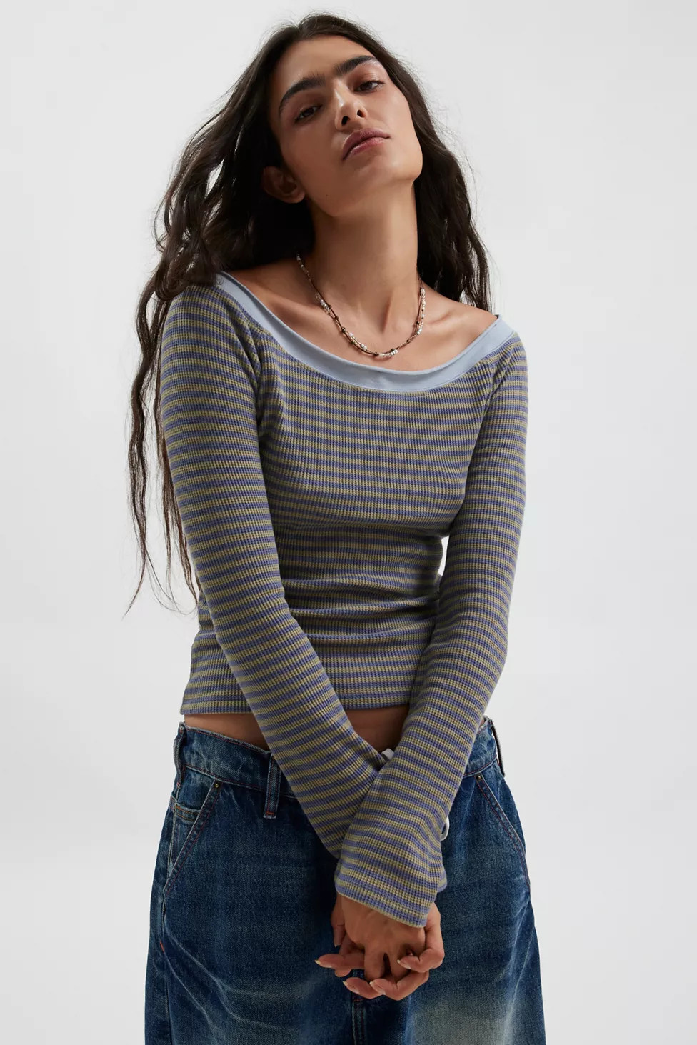 BDG Stella Boatneck Waffle Knit Tee | Urban Outfitters (US and RoW)